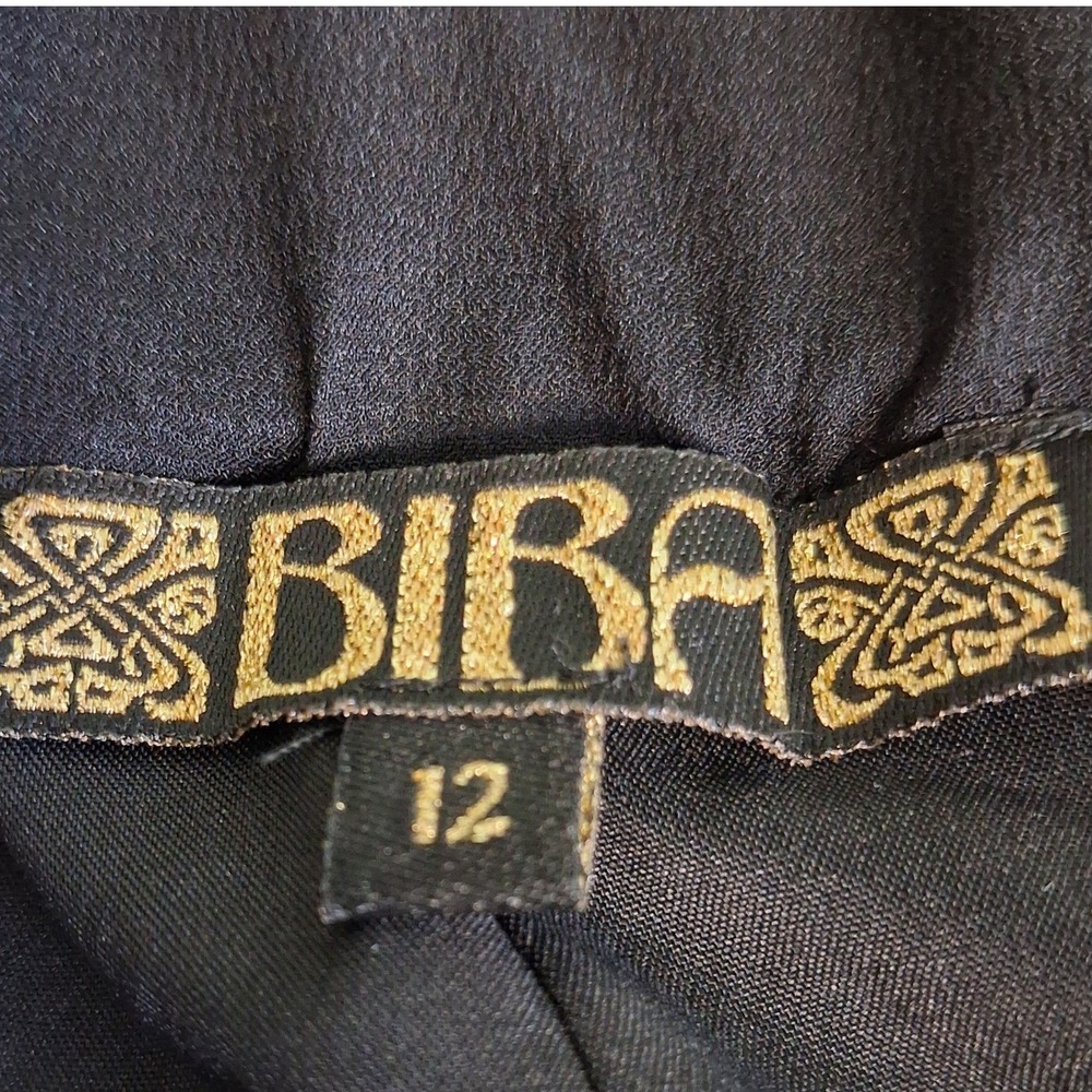 Biba Floral Koi Fish Print Wide Leg Pants Black High Elasic Waist Size 12 - Picture 3 of 14